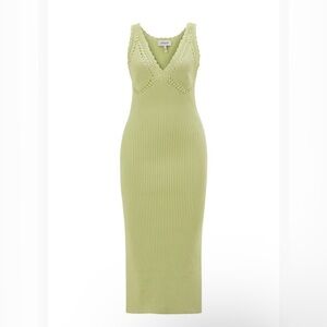 DEREK LAM 10 CROSBY crocheted ribbed cotton-blend midi dress in Green size small